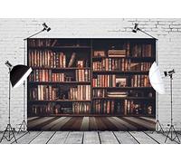 BELECO 2.5x1.8m Toile de Fond Vintage en Tissu pour étagère de Photographie, étagères de bibliothèque, Livres Anciens, décorations de fête à thème, séance Photo pour Remise de diplôme Scolaire