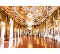 BELECO 2.5x1.8mToile de Fond Luxueuse en Tissu pour Photographie de Palais doré, Salle de Bal, Lustre, Portes en Arc, hôtel Noble, arrière-Plan de Versailles, Anniversaire, séance Photo de Mariage