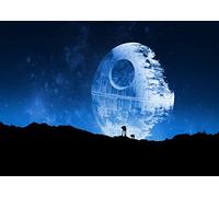 BELECO 2.7x1.8m Tissu Bleu étoile de la Mort Toile de Fond pour la Photographie Super-Arme Galactique pour Star Wars Galaxy Wars Fond Univers Espace Extra-atmosphérique décor de fête d'anniversaire