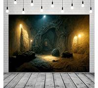 BELECO 2.7x1.8m Tissu Sombre château médiéval Donjon Toile de Fond pour la Photographie Ancienne Cellule de Prison grottes en Pierre Couloir de Tunnel Souterrain avec Fond d'horreur Clair