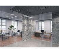 BELECO 2.7x1.8m Toile de Fond de Bureau Moderne en Tissu pour vidéoconférence, Bureau d'affaires élégant, Mur de Briques, fenêtres, arrière-Plan de Bureau virtuel, Accessoires de séance Photo