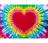 BELECO 3.5x3m Tissu Tie Dye Toile de Fond Aquarelle Arc-en-Ciel Coeur Amour LGBT Fond Coloré Tie Dye Thème Décorations de Fête d'anniversaire Toile de Fond 60s 70s Hippie Fournitures Photo Booth