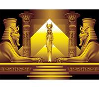 BELECO 3x2.5m Tissu Doré Egypte Temple Toile de Fond Palais Hall Escalier Pyramide Égyptienne Pharaon Sphinx Egypte Reine Cléopâtre Photo Fond Papier Peint Egypte Fête Décor Portrait Tir