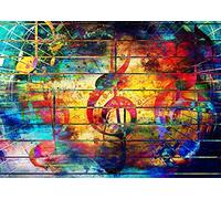 BELECO 4.5x3m Tissu Notation Musicale Toile de Fond Notes de Musique Symbole de Musique Grunge Mur Musique Scène Toile de Fond Musique Décorations de fête à thème Décoration Murale Bannière