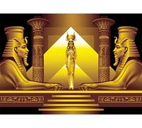 BELECO Tissu Doré Egypte Temple Toile de Fond - Palais Hall Escalier Pyramide Pharaon Sphinx Cléopâtre Photo Fond - Papier Peint Fête Décor Portrait Tir 2.5x1.8m