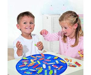 Beleduc Jeu Trouvez les Bonbons - Enfant 4 Ans et Plus - 41 Bonbons en Bois, 3 Dés de Couleur - 1 à 8 Joueurs - Tapis Jeu Éducatif pour la Reflexion, la Mémoire et la Réactivité - 3 Variantes de Jeu