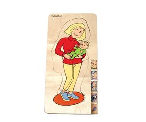 Beleduc Puzzle Corps Humain Maman en Bois, Enfant de 3 ans - 27 Pièces Puzzle Fille Garçon +1 Joueur - Comprendre Corps Humain Spécial Maman Grossesse - Puzzle en Bois Enfant Corps Humain - Anatomie