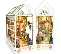 BELEEV Book Nook Kit DIY avec Lumière LED, 3D Puzzle Bois Miniature Maison a Construire, Décoration pour Enfant Etagère à Livres avec Housse Anti-Poussière, Cadeau pour Fille Garçon, Maison de Jardin