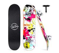 BELEEV Skateboard 31x8 pour Débutants, Enfants, Adolescents et Adulte, Complet Pro Cruiser Skateboard pour Fille Garcon, Érable Canadien 7 Couches, Double Plateau Concave avec Outil en T