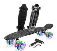 BELEEV Skateboard Complet Mini Cruiser pour Enfants 56cm, LED Roues