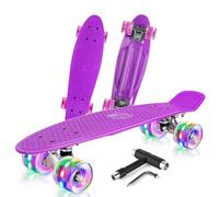 BELEEV Skateboard Complet Mini Cruiser pour Enfants 56cm, LED Roues