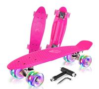 BELEEV Skateboard Complet Mini Cruiser pour Enfants 56cm, LED Roues