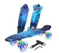 BELEEV Skateboard Complet Mini Cruiser pour Enfants 56cm, LED Roues