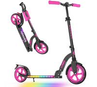 BELEEV V10 Trottinette Enfant 6 a 14 Ans, LED Lumineuse Deck, Réglable en Hauteur, Sangle Transport, Grande Roue 230 mm, Big Wheel City Scooter 2 Roues pour Fille Garçon 6+ Adulte Adolescent Max 100kg