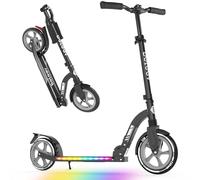 BELEEV V10 Trottinette Enfant 6 a 14 Ans, LED Lumineuse Deck, Réglable en Hauteur, Sangle Transport, Grande Roue 230 mm, Big Wheel City Scooter 2 Roues pour Fille Garçon 6+ Adulte Adolescent Max 100kg