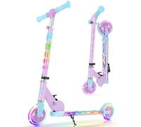 BELEEV V3 Trottinette pour Enfants avec Support, Trotinette Pliable à 2 Roues, LED Roues Lumineuses, Stem & Deck, 4 Réglables en Hauteur, Trottinette pour Filles et Garçons de 3 à 12 Ans, Scooter