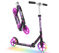 BELEEV V5 Trottinette pliable à 2 roues pour enfants de 6 ans et plus, 4 guidons réglables, grandes roues de 230 mm, trottinette de sport légère, jusqu'à 100 kg (violet cosmique)