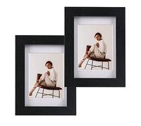 Belegao Cadres Photo 13x18 cm Moderne Collage Décoration en MDF avec vitre en Acrylique Composite Massif Convient pour Table ou Fixation Murale Lot de 2, couleur du bois foncé
