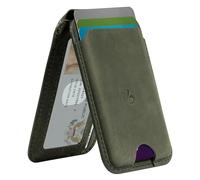 Belemay Portefeuille magnétique puissant pour MagSafe avec support réglable, porte-cartes en cuir Crazy Horse, jusqu'à 5 cartes, blocage RFID, fin pour iPhone 17/16/15/14/13/12 Series homme et femme