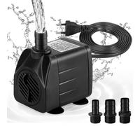 Belen Mini pompe à eau (2 500 l/h, 45 W) avec hauteur maximale de pulvérisation de 2,7 m, ventouses sur la partie inférieure, câble de prise de 2 m avec 3 buses