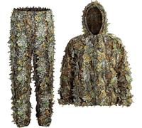 Beler Ensemble de camouflage Ghillie, costume de camouflage 3D en 5 pièces, déguisement de forêt et de chasse (Vert forêt, L)