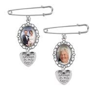 Belerry Lot de 2 breloques en forme de bouquet de mariage avec photo « You Are Always in My Heart » - Kit de fabrication de broches - Cadeau de mariage, Acier allié