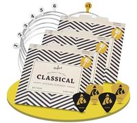 BELFORT® Jeu de 3 cordes pour guitare classique en nylon et argent avec 4 médiators + corde de guitare électrique extra haute pour guitare de concert