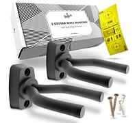 BELFORT® Lot de 2 supports muraux pour guitare + école de guitare - support guitare mural pour guitare western acoustique, guitare de concert, guitare électrique, banjo et ukulélé