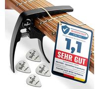 BELFORT® QuickPitch Capodastre original + 3 médiators + eBook gratuit - Facile à utiliser - Capo pour guitare folk, acoustique, classique et électrique
