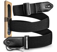 Belfort Sangle de guitare en cuir microfibre, réglable, noire