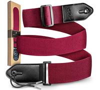 Belfort Sangle de Guitare pour Guitare Électrique, Acoustique, Occidentale, Basse E et Ukulélé pour Enfants et Adultes, Cuir Microfibre + E-Book (Rouge)