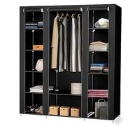 Belfoyer Armoire de Rangement penderie Armoire Pliable en Tissu, Garde-Robe Penderies pour Chambre d'adulte, 134 x 43 x 172cm, 5 Couches et 12 Compartiments, pour Chambre, Vestiaire, Noir