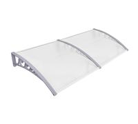 Belfoyer Auvent de Porte d’Entrée DIY, Marquise en Polycarbonate Creux 5 mm avec Support PP et Profilés Aluminium, Toit Abri Résistant Pluie, Neige et UV pour Porte, Fenêtre ou Terrasse(100 * 300cm)