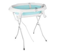 Belfoyer Baignoire Bébé Pliable avec Thermomètre - Bassine de Bain Bébé Pliable sur Pied ou au Sol, Confortable & Sécurisée avec Coussin Doux, Drainage Facile, Gain de Place, 0-36 Mois（WX22602）