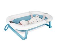 Belfoyer Baignoire Bébé Pliable avec Thermomètre - Bassine de Bain Bébé Pliable sur Pied ou au Sol, Confortable & Sécurisée avec Coussin Doux, Drainage Facile, Gain de Place, 0-36 Mois（WX17403）