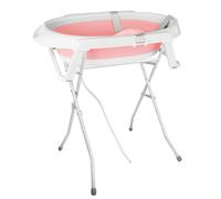 Belfoyer Baignoire Bébé Pliable avec Thermomètre - Bassine de Bain Bébé Pliable sur Pied ou au Sol, Confortable & Sécurisée avec Coussin Doux, Drainage Facile, Gain de Place, 0-36 Mois（WX22601）