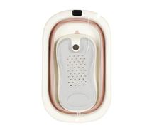 Belfoyer Baignoire Bébé Pliable avec Thermomètre - Bassine de Bain Bébé Pliable sur Pied ou au Sol, Confortable & Sécurisée avec Coussin Doux, Drainage Facile, Gain de Place, 0-36 Mois（WX42802）