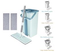 BELFOYER Balai Serpillère tête pivotante 360° + Seau 2 compartiments + 2 lingettes microfibre - Modèle regular (bleu clair)