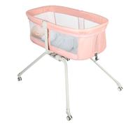 Belfoyer Berceau Cododo Bébé 2 en 1 avec Matelas & Moustiquaire, Lit d’Appoint Réglable en Hauteur, Lit Pliant Portable avec Roues et Fonction Balancelle, de 0 à 36 Mois（94 * 70 * 80cm，Rosa）