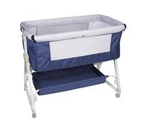 Belfoyer Berceau Cododo Bébé 2 en 1 avec Matelas & Moustiquaire, Lit d’Appoint Réglable en Hauteur, Lit Pliant Portable avec Roues et Fonction Balancelle, de 0 à 36 Mois（95 * 50 * 98-110cm，Bleu）
