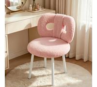 Belfoyer Chaise de Bureau Fille, Siège Coiffeuse avec Dossier en Forme de Nœud & Tissu Doux, Parfait pour Maquillage/Travail, 45cm, Rose