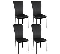 Belfoyer Chaise de Salle à Manger,Chaise de Cuisine, Dossier Courbé/Ergonomique/Velours/Confortable et Simple,40cm x 37cm x 97cm(Lot de 2/4/6/8) Noir (4, Noir)