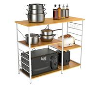 Belfoyer Étagère Micro Ondes Cuisine Arrangement Multi étagères Grande capacité avec Rangement pour Micro Onde et appareils Cuisine Plusieurs Tailles (Noyer/Blanc, 39 * 90 * 82cm)