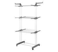 Belfoyer Étendoir à Linge Pliable 3 Niveaux｜Séchoir à Linge Intérieur Extensible avec roulettes｜Étendoir Linge Gain de Place, Acier & Plastique Durable, pour Maison, Balcon, Buanderie-WX26105