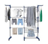 Belfoyer Étendoir à Linge Pliable 3 Niveaux｜Séchoir à Linge Intérieur Extensible avec roulettes｜Étendoir Linge Gain de Place, Acier & Plastique Durable, pour Maison, Balcon, Buanderie-WX94204