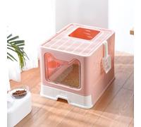 Belfoyer Maison de Toilette pour Chat, Bac à Litière Fermé, Compartiment Inférieur Amovible pour Un Nettoyage Facile, Pelle à Litière Inclus, 51 x 41 x 38cm (Rose de Fleurs de Cerisier)