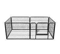 Belfoyer Parc pour Chien Pliable 6 Panneaux Métal, Enclos pour Chiot et Petits Animaux 80×60 cm, Parc Modulable avec Porte Sécurisée, Barrière Animaux Intérieur/Extérieur, Noir