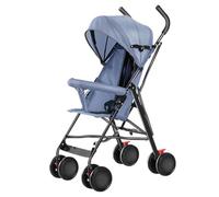 Belfoyer Poussette Bébé 3 en 1 Pliable avec Dossier Inclinable, Moustiquaire, Coussin & Porte-Gobelet, Compacte avec Roues EVA Antichoc, 0-4 Ans(100 * 67 * 45cm,Bleu)