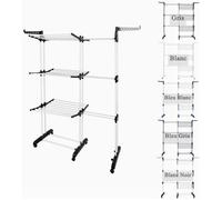 BELFOYER Séchoir à Linge Extensible Pliable - Étendoir Mobile Grand Capacité - 75-142 x 64 x 170 cm - Noir Blanc