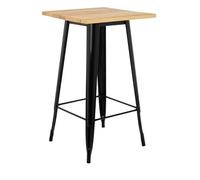 Belfoyer Table de Bar Haute,Table Haute à Manger,Table Basse Café Haute,Base de Table en Fer/Plateau en Bois,Couleur Bois Naturel/Noir(60cm x60cm x110cm) (Table Unique, Couleur Bois Naturel)